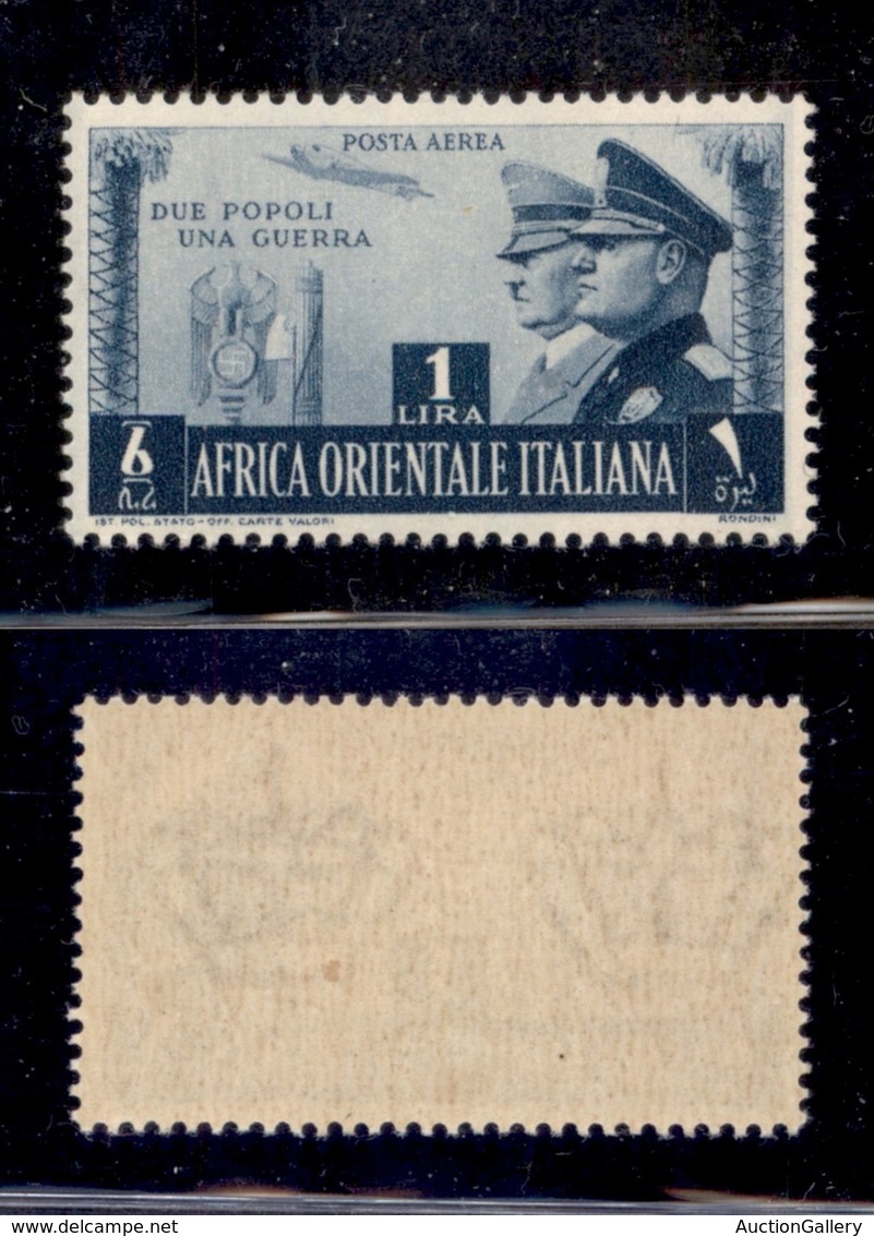 COLONIE - AFRICA ORIENTALE - 1941 - 1 Lira Fratellanza D’Armi (20-Aerea) - Gomma Integra (800) - Otros & Sin Clasificación