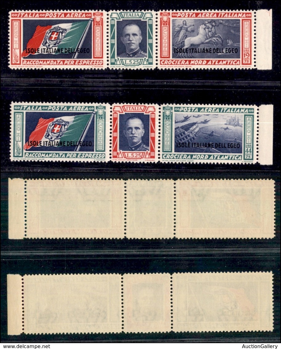 COLONIE - EGEO - 1933 - Crociera Balbo - Trittici (28/29-Aerea) Bordo Foglio - Serie Completa - Gomma Integra (550) - Sonstige & Ohne Zuordnung