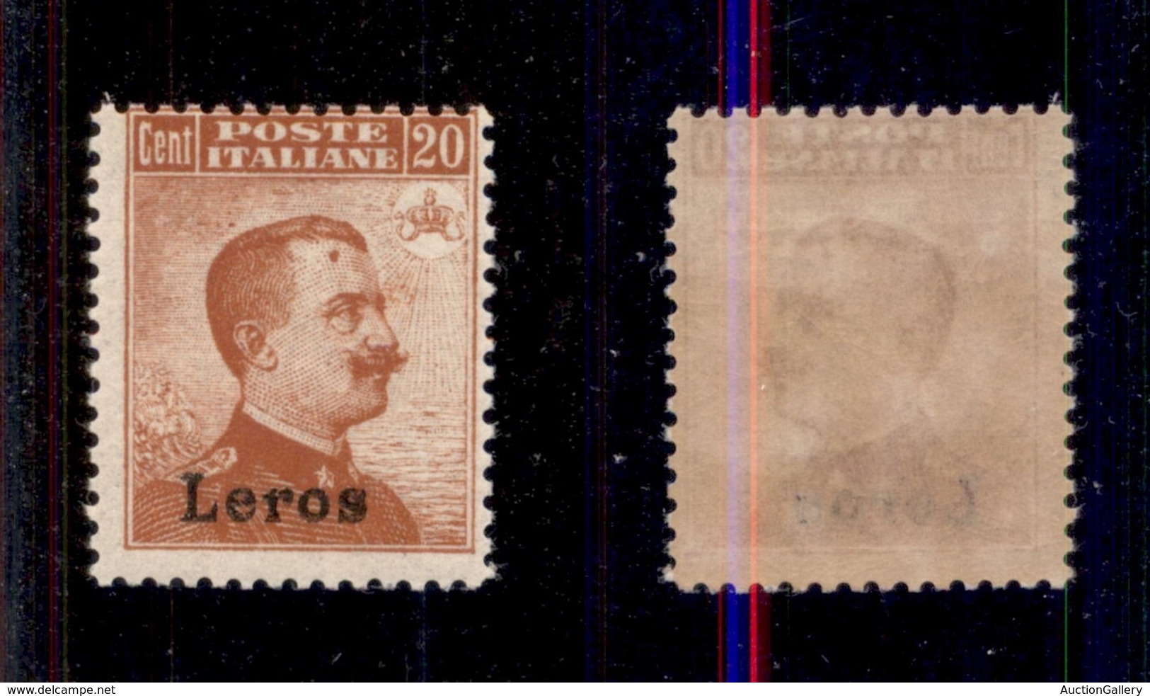 COLONIE - LEROS - 1917 - 20 Cent (9a) Con Doppia Soprastampa - Gomma Integra (1.200) - Sonstige & Ohne Zuordnung