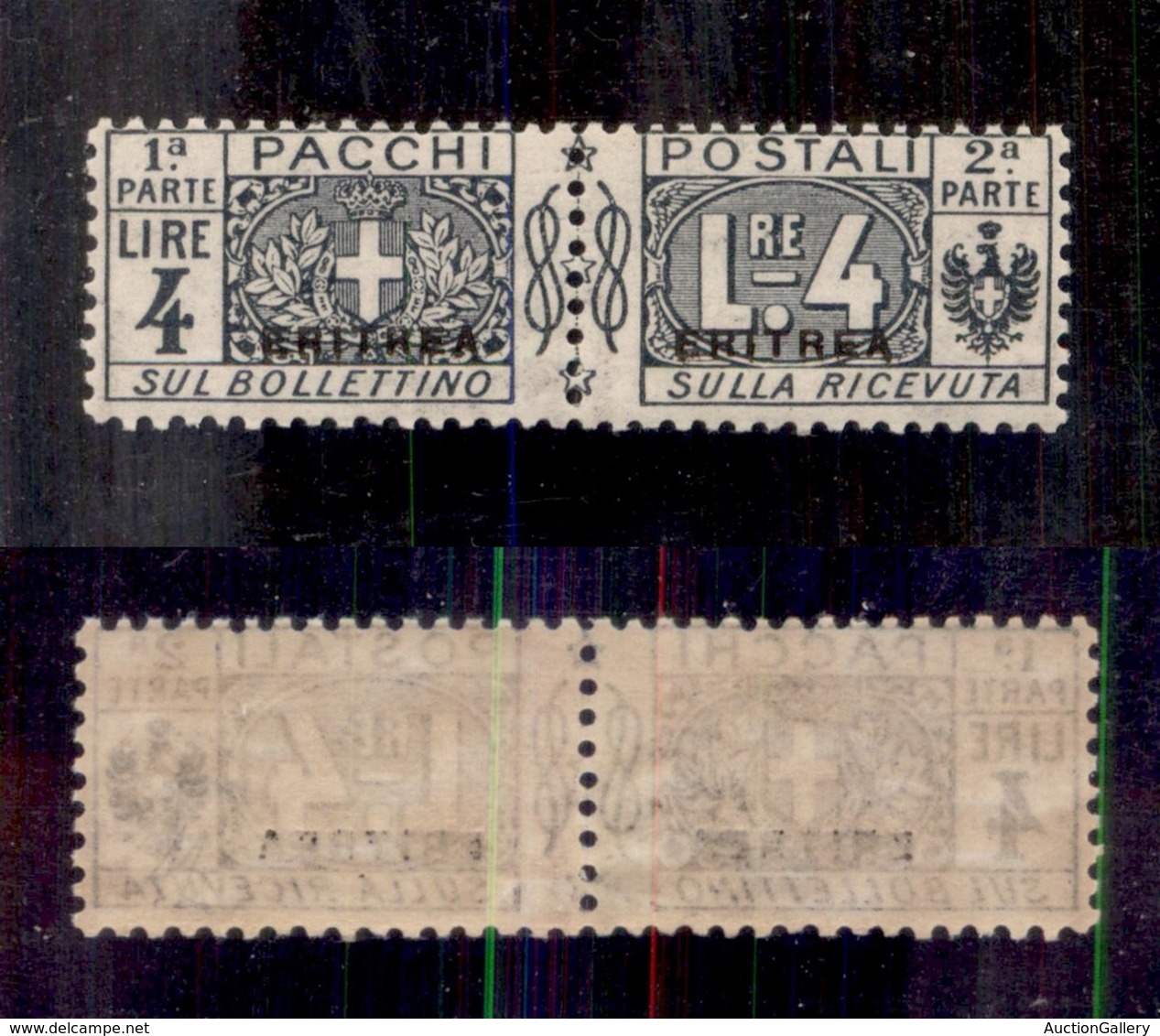 COLONIE - ERITREA - 1916 - Pacchi Postali - 4 Lire (8) - Gomma Integra - Cert. AG (2.600) - Otros & Sin Clasificación