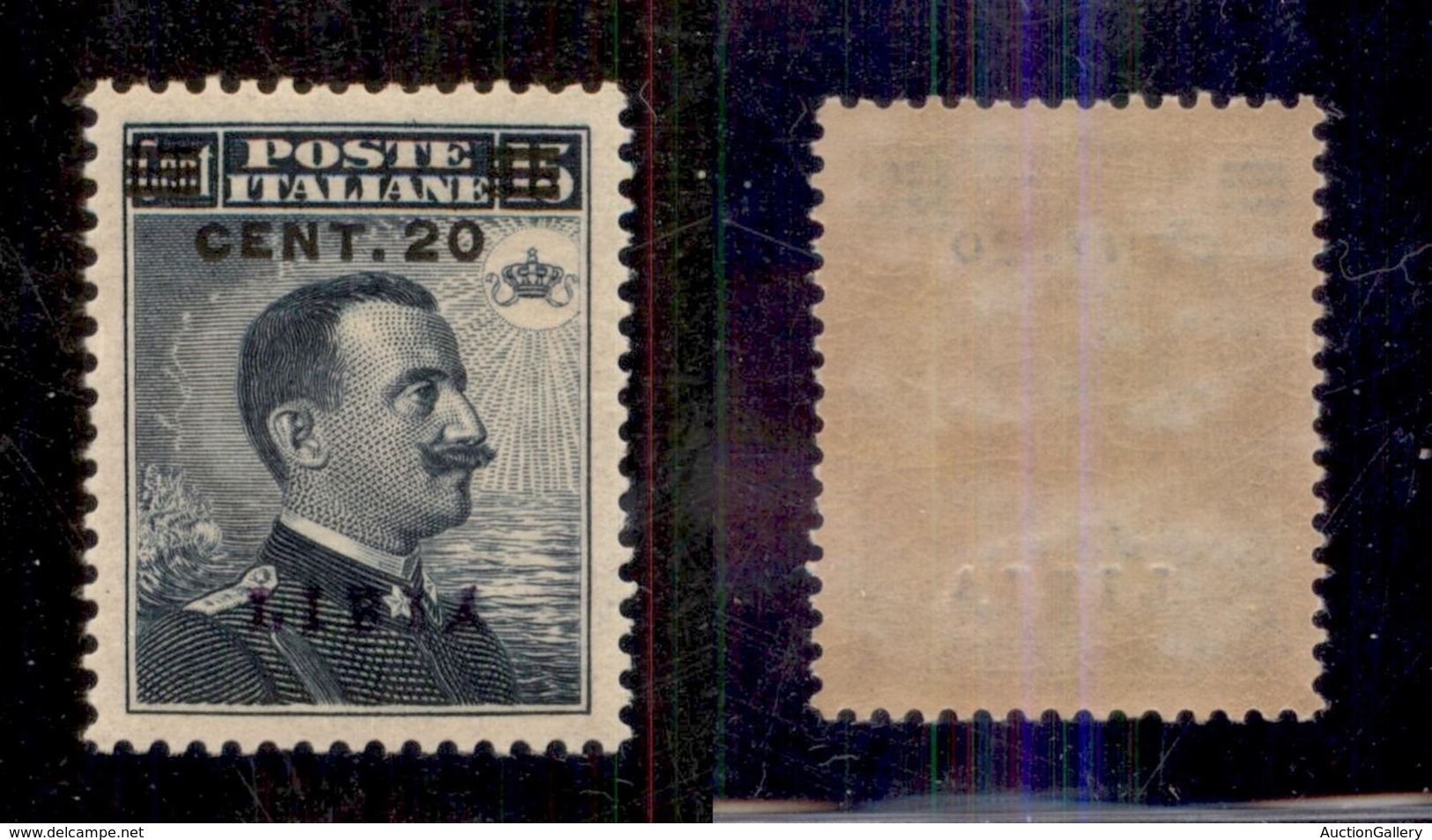 COLONIE - LIBIA - 1916 - 20 Cent Su 15 (17/I-soprastampa Azzurro Nera) - Gomma Integra - Ottimamente Centrato - Cert. AG - Otros & Sin Clasificación