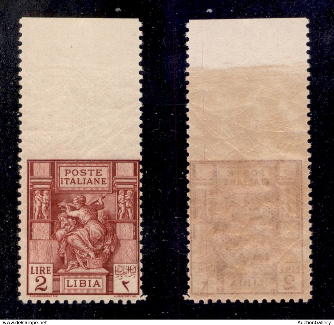 COLONIE - LIBIA - 1929 - 2 Lire Sibilla (57c) Non Dentellato In Alto - Gomma Integra - Cert. AG (1.125) - Otros & Sin Clasificación