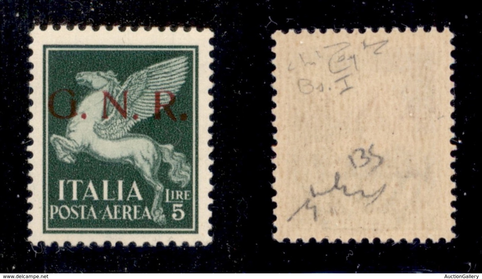RSI - 1943 - 5 Lire (123/Iiab-Aerea-Brescia) - Punto Grosso Dopo R - Gomma Integra - Chiavarello + Raybaudi (2.000) - Sonstige & Ohne Zuordnung