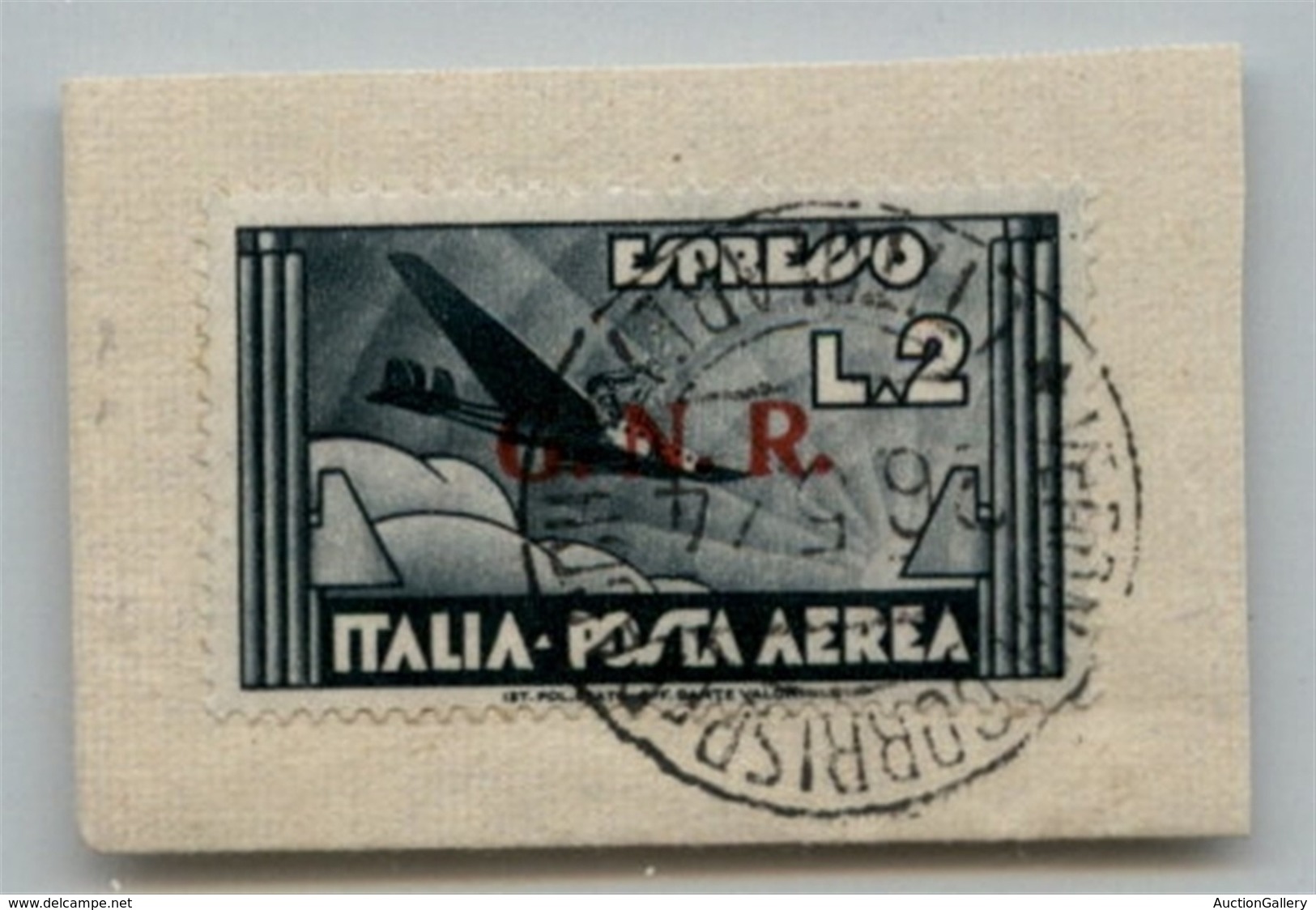 RSI - 1944 - 2 Lire Aeroespresso (125-Aerea-Verona) Usato A Verona (Titolare) Su Frammento - Cert. AG (3.500+) - Sonstige & Ohne Zuordnung