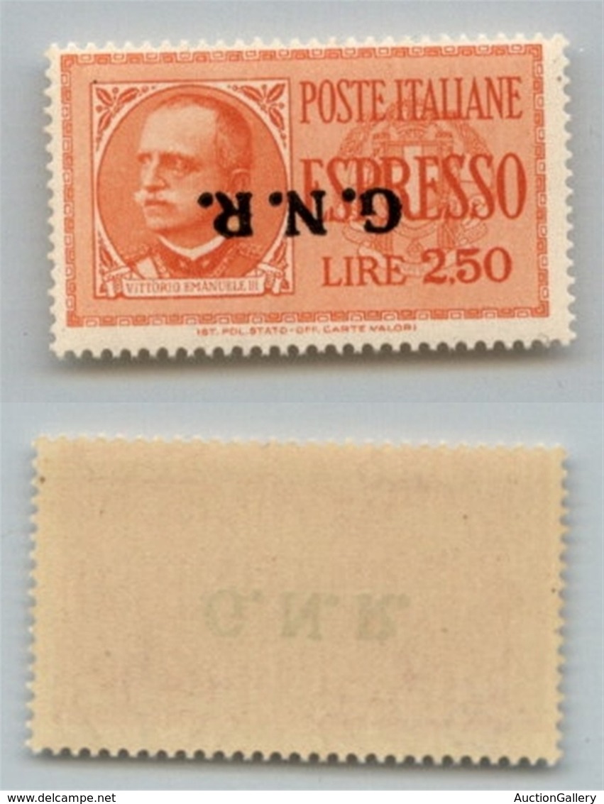 RSI - 1944 - Espressi - 2,50 Lire (20a-Verona) Con Soprastampa Capovolta - Gomma Integra - Cert. AG (1.600) - Sonstige & Ohne Zuordnung