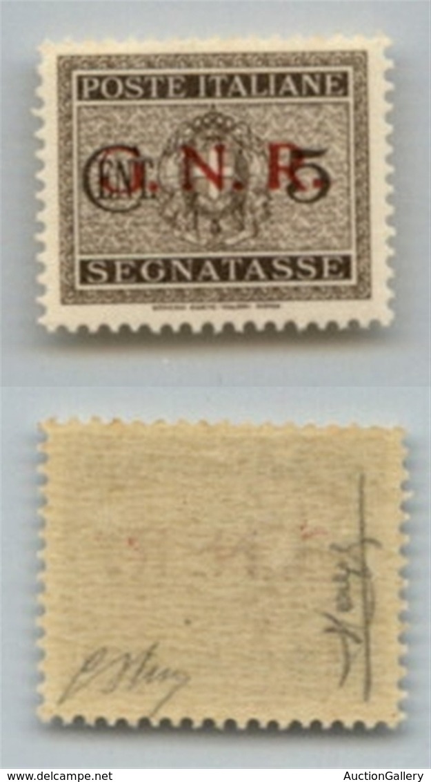 RSI - 1944 - Segnatasse - Errore Di Colore - 5 Cent (47A-Verona) - Gomma Integra - Oliva + Raybaudi (1.300) - Sonstige & Ohne Zuordnung