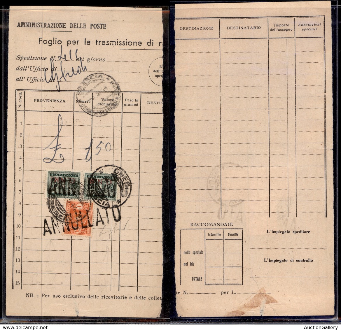 RSI - 1944 - Segnatasse - Coppia Del 25 Cent (50/I-Brescia) + Complementare (42-Regno) Su Modulo Amministrativo Da Bresc - Otros & Sin Clasificación