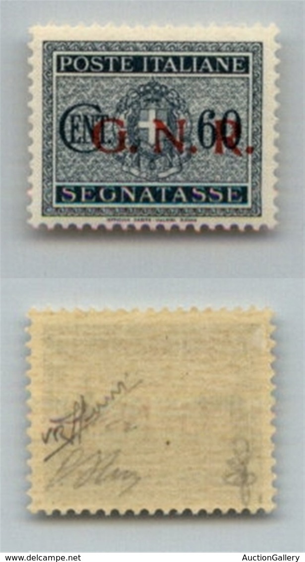 RSI - 1944 - Segnatasse - 60 Cent (54-Verona) - Gomma Integra - Oliva + Sorani + Cert. AG (1.250+) - Otros & Sin Clasificación