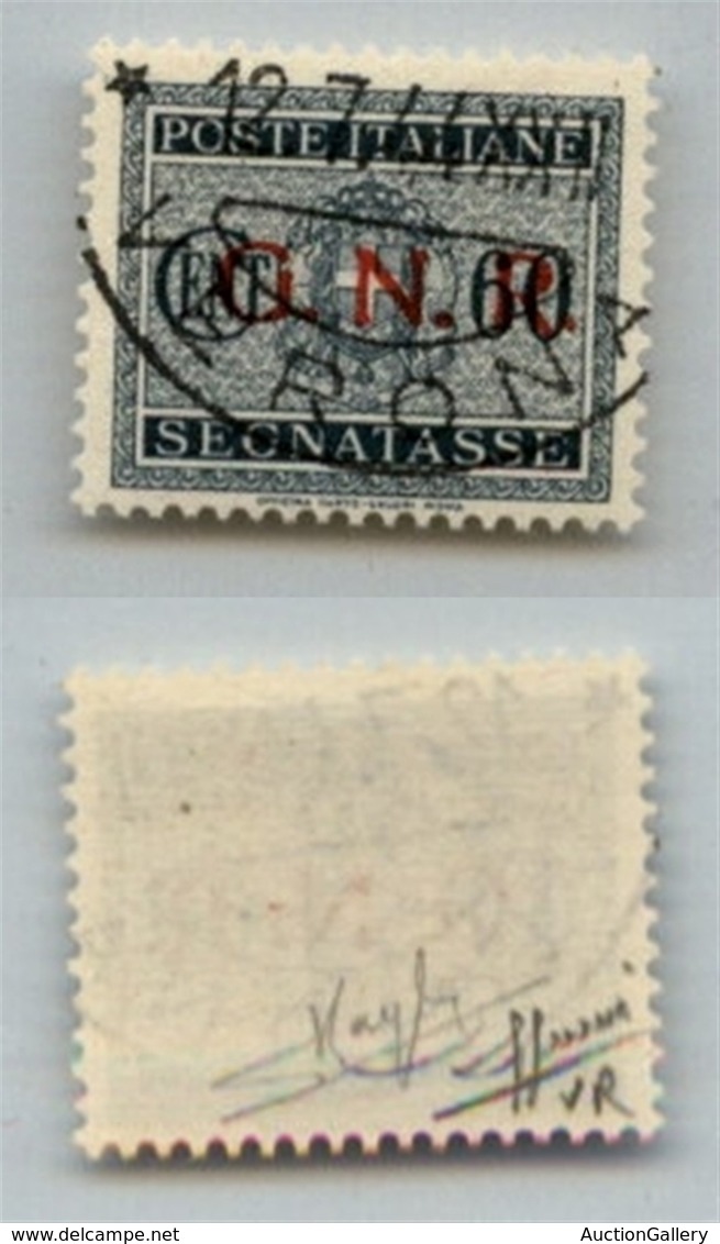RSI - 1944 - Segnatasse - 60 Cent (54-Verona) Usato - Cert. Sorani (2.200) - Otros & Sin Clasificación