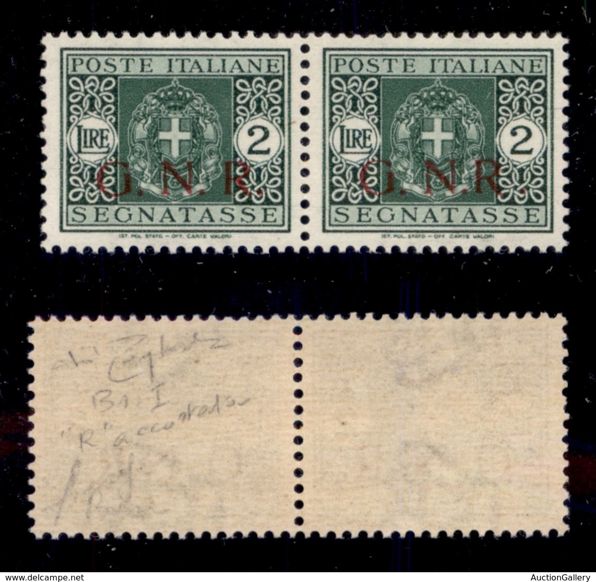 RSI - 1943 - Segnatasse - Coppia Del 2 Lire (56/I+56/Id-Brescia) - R Accostato A N Nel Pezzo Di Destra - Gomma Integra - - Sonstige & Ohne Zuordnung