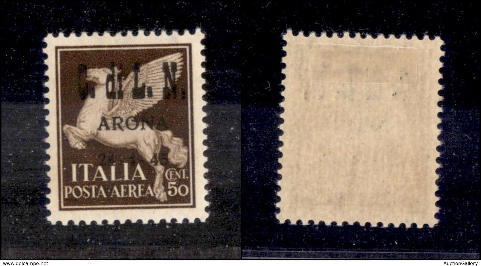 EMISSIONI C.L.N. - ARONA - 1945 - 50 Cent Aerea (15) - Molto Bello E Raro - Cert. AG (3.750) - Sonstige & Ohne Zuordnung