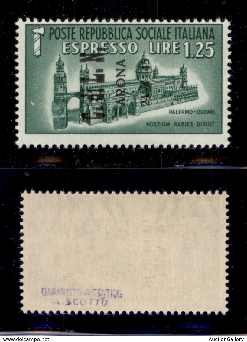 EMISSIONI C.L.N. - ARONA - 1945 - 1,25 Lire Espresso (16) - Gomma Integra (750) - Otros & Sin Clasificación