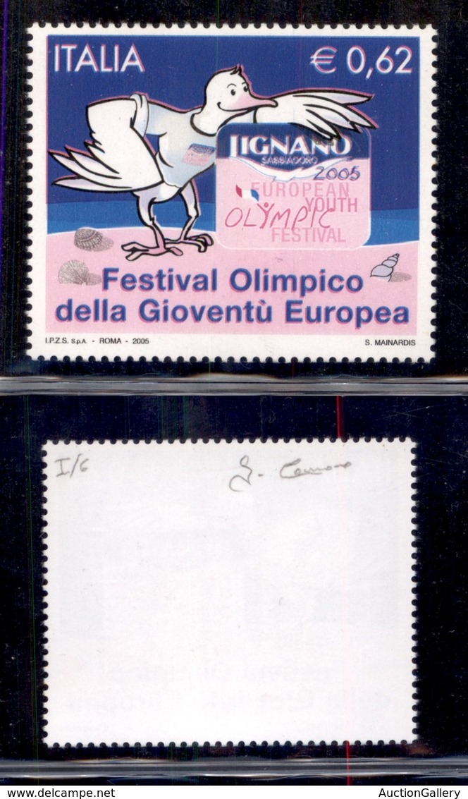 REPUBBLICA - 2005 - Naturale (Azzurro + Rosa) - 0,62 Euro Festival Olimpico (2831-Specializzato 2480Aa) Bicolore - Gomma - Otros & Sin Clasificación