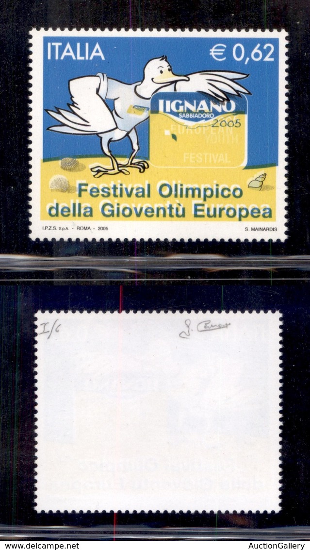 REPUBBLICA - 2005 - Naturale (Azzurro + Giallo) - 0,62 Euro Festival Olimpico (2831-Specializzato 2480Ab) Bicolore - Gom - Sonstige & Ohne Zuordnung