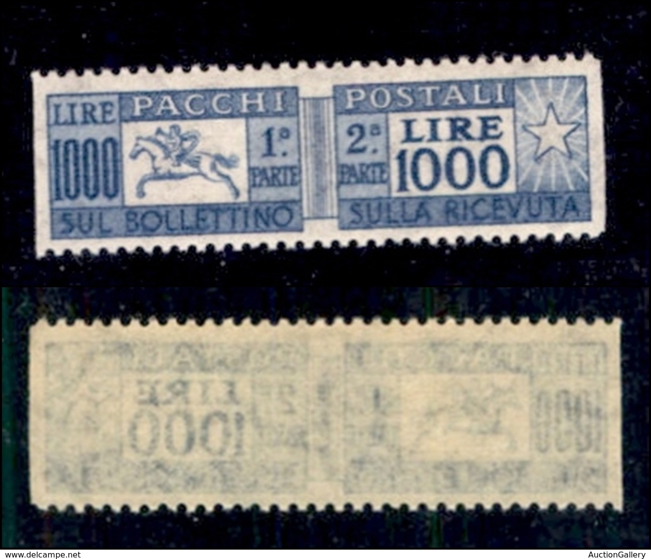 REPUBBLICA - 1957 - Pacchi Postali - 1000 Lire (102/Ih) Non Dentellato In Verticale - Gomma Integra (900) - Otros & Sin Clasificación