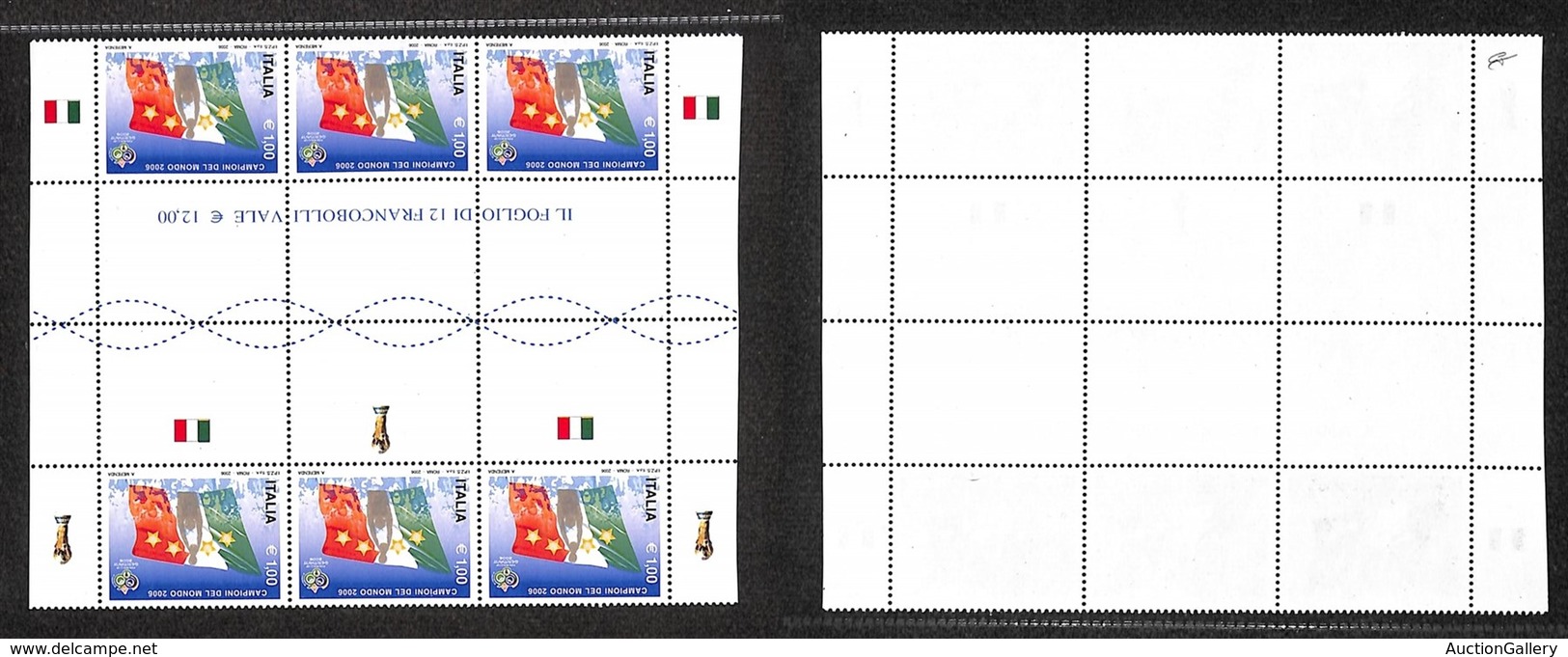 REPUBBLICA - 2006 - Minifogli - Mondiali Di Calcio (18-varietà) Con Taglio Spostato (interspazio Al Centro) - Gomma Inte - Sonstige & Ohne Zuordnung