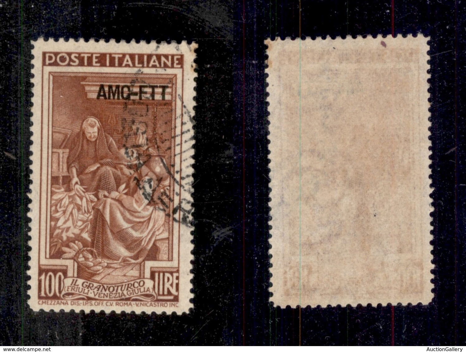 TRIESTE - ZONA A - 1950 - 100 Lire (106/I) Usato - Dentellato 13 1/4 X 14 1/4 - Cert. AG (1.400) - Sonstige & Ohne Zuordnung