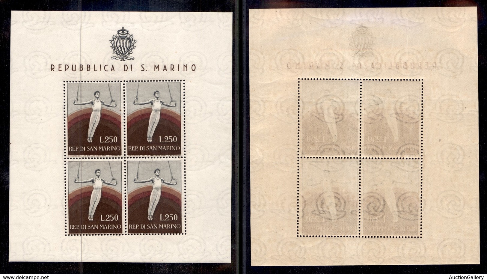 SAN MARINO - 1955 - 250 Lire Ginnasta (17-Foglietti) - Gomma Integra (450) - Sonstige & Ohne Zuordnung