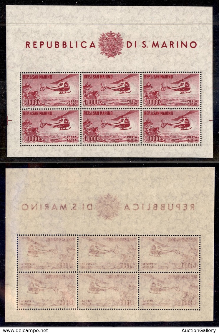 SAN MARINO - 1961 - 1000 Lire Elicottero (22-Foglietti) - Gomma Integra (462,50) - Sonstige & Ohne Zuordnung