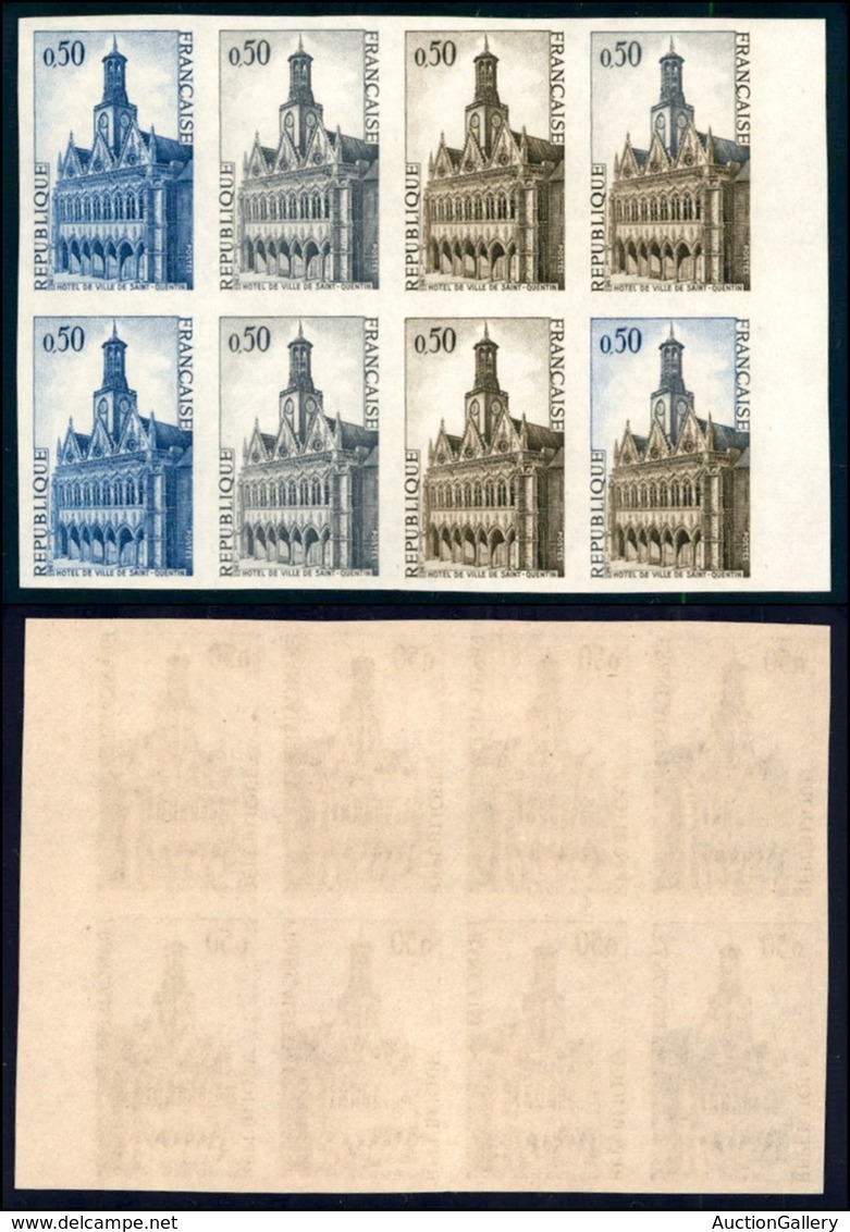 ESTERO - FRANCIA - 1967 - Prove Di Colore - 50 Cent Hotel De Ville (1591) - Blocco Di 6 Non Dentellato - Gomma Integra - Sonstige & Ohne Zuordnung