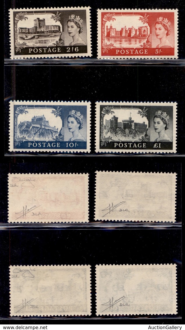 ESTERO - GRAN BRETAGNA - 1958 - Castelli (278/281II) - De La Rue - Serie Completa - Gomma Integra - Cert. Raybaudi - Sonstige & Ohne Zuordnung