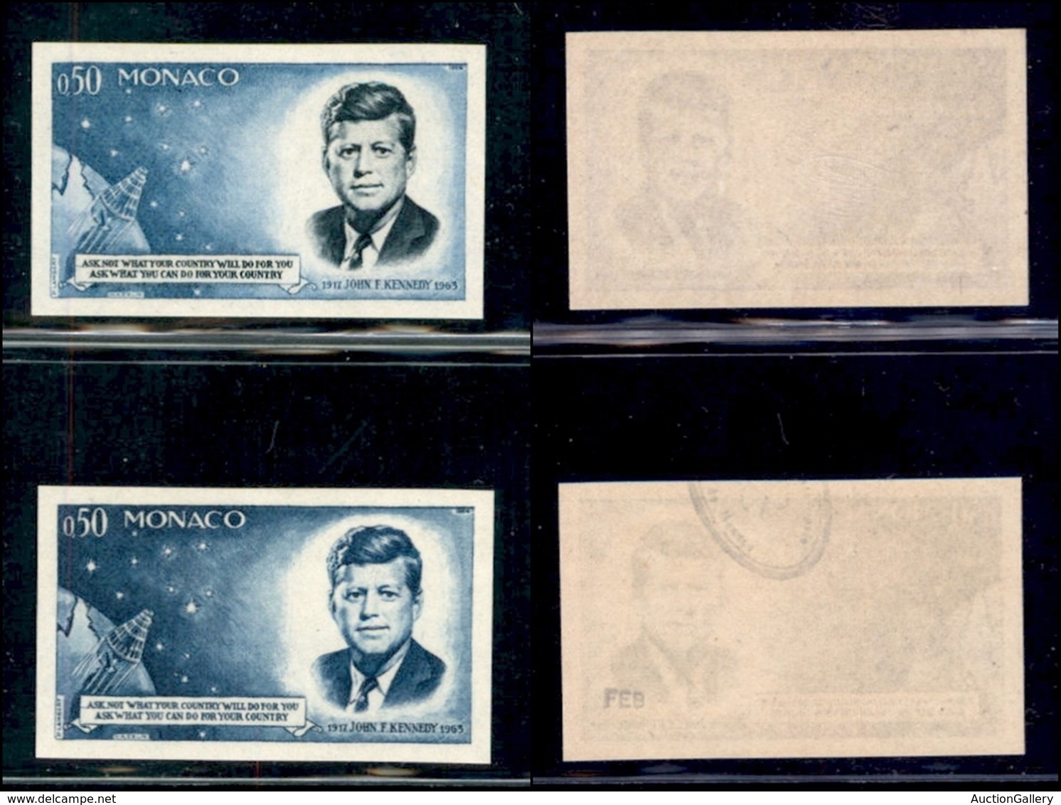 ESTERO - MONACO - 1964 - Prove - 50 Cent Kennedy (789) - Due Pezzi Non Dentellati Di Colori Diversi - Gomma Integra - Sonstige & Ohne Zuordnung