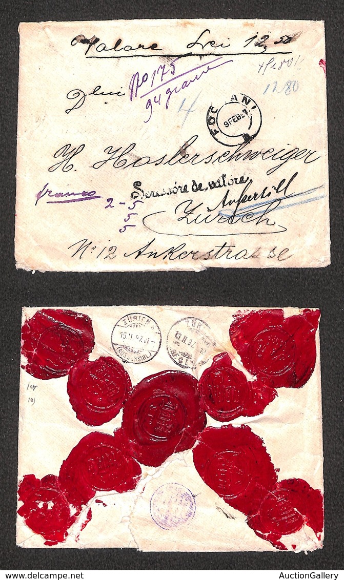ESTERO - ROMANIA - 1897 - Assicurata Per Zurigo Del 9.2.97 - Sonstige & Ohne Zuordnung
