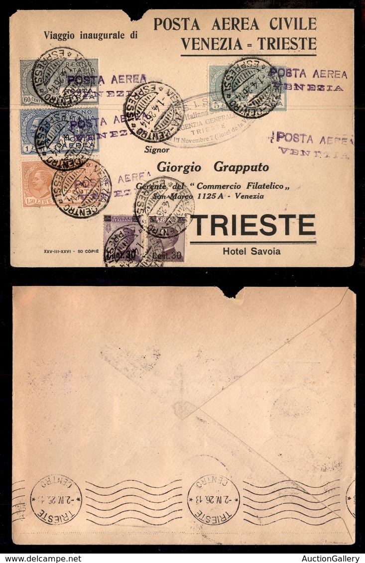 POSTA AEREA - 1926  - (1 Aprile) - Venezia Trieste (1447) - Rara Affrancatura - 50 Volati - Otros & Sin Clasificación