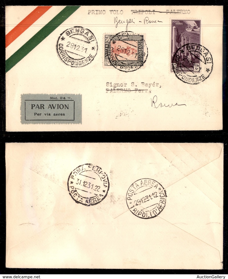 POSTA AEREA - 1931  - (28 Dicembre) - Bengasi (Tripoli) Roma (2541) - Otros & Sin Clasificación