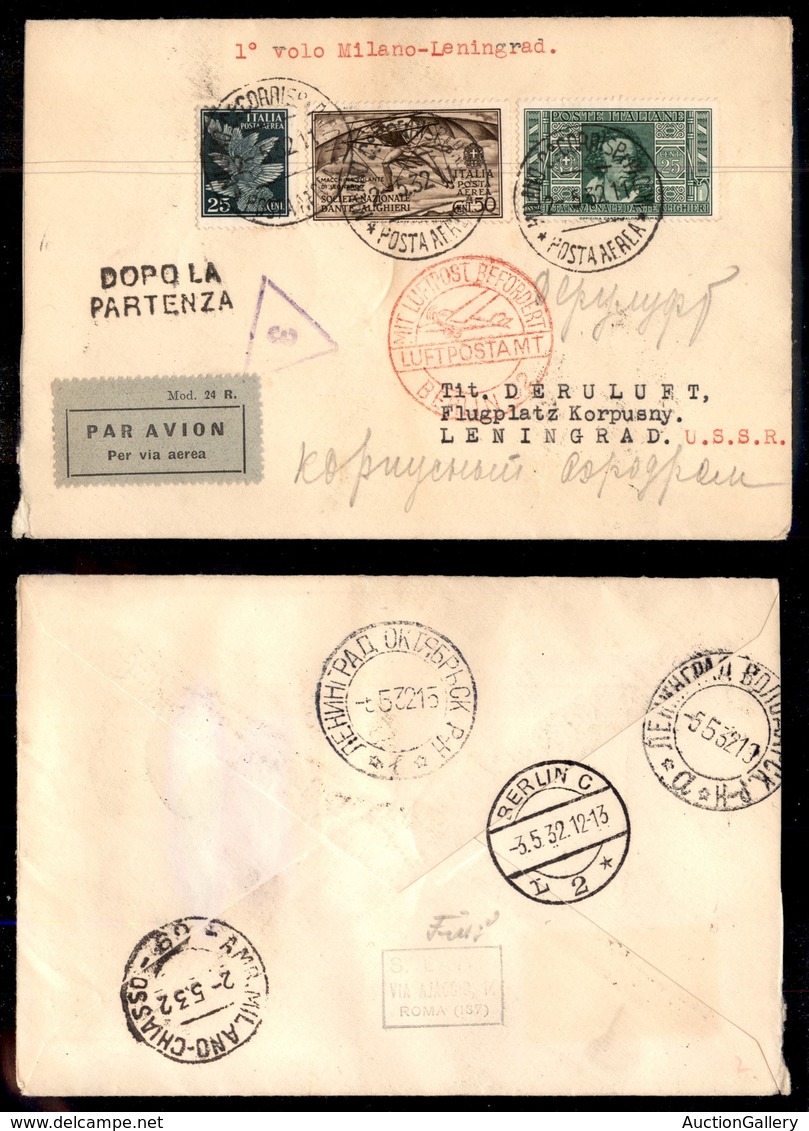 POSTA AEREA - 1932  - (2 Maggio) - Milano Leningrado (2627) - 10 Volati - Otros & Sin Clasificación