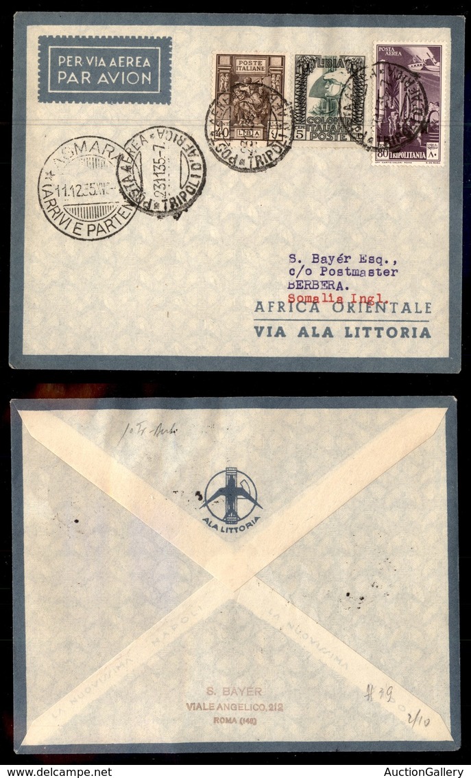 POSTA AEREA - 1935  - (3 Dicembre) - Tripoli Berbera (3449) - 10 Volati - Otros & Sin Clasificación