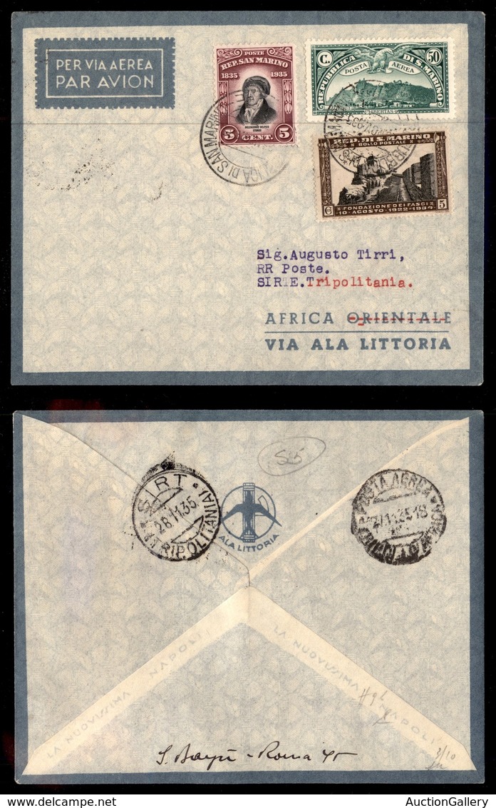 POSTA AEREA - 1935  - (3 Dicembre) - S. Marino Sirte (3427) - 10 Volati - Otros & Sin Clasificación