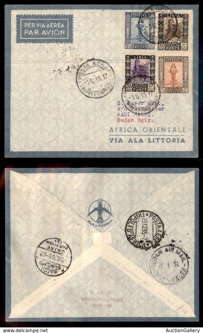 POSTA AEREA - 1935  - (3 Dicembre) - Tripoli/Idroscalo Wadi Halfa (3441) - 20 Volati - Otros & Sin Clasificación