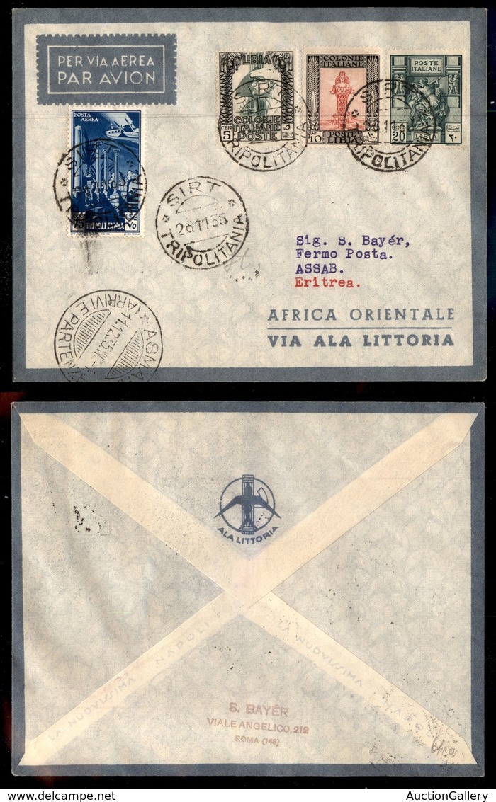 POSTA AEREA - 1935  - (3 Dicembre) - Sirte Assab (3459) - 10 Volati - Otros & Sin Clasificación