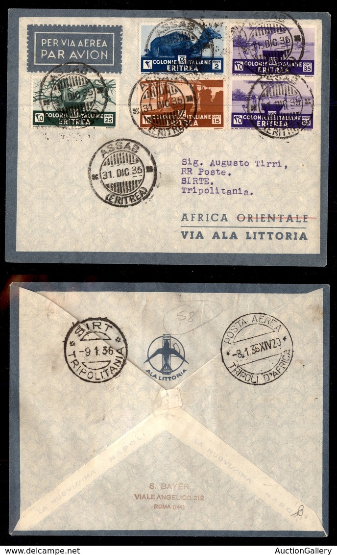 POSTA AEREA - 1935  - (31 Dicembre) - Assab (Tripoli) Sirte (3526) - Otros & Sin Clasificación