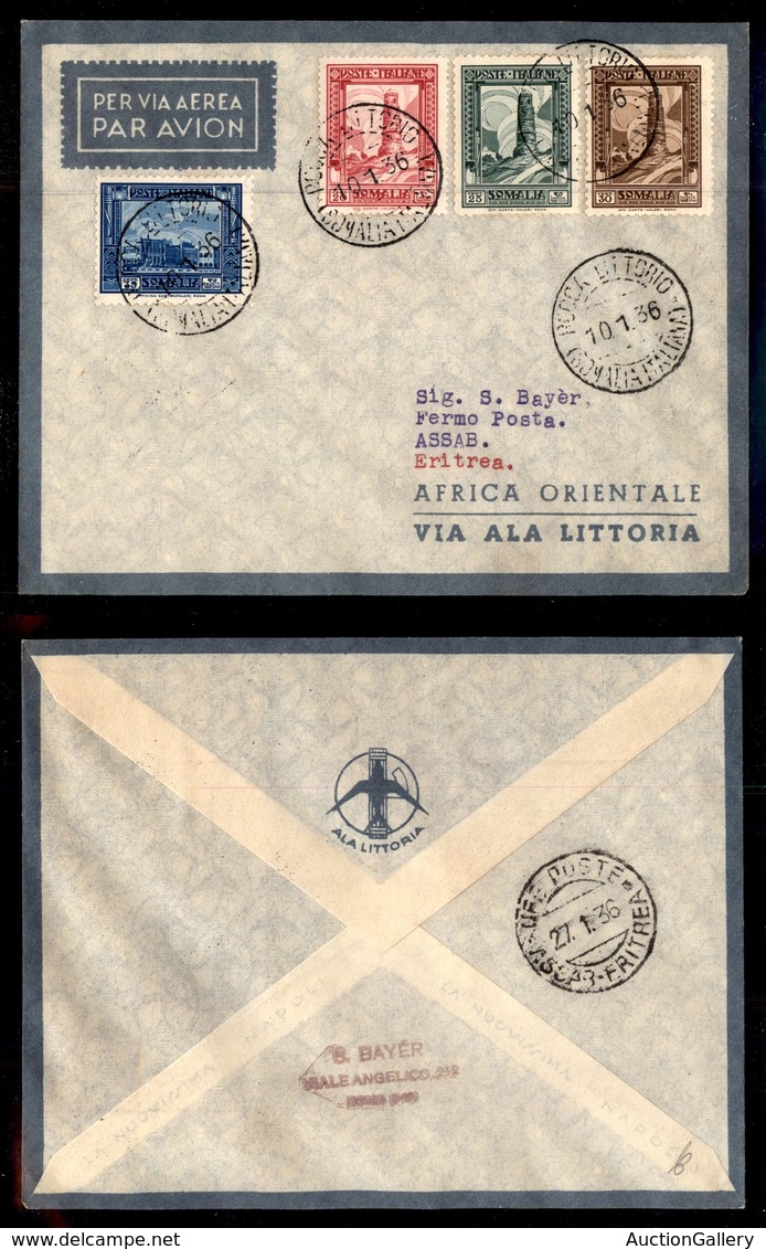 POSTA AEREA - 1936  - (10 Gennaio) - Rocca Littorio Assab (3534) - 10 Volati - Sonstige & Ohne Zuordnung
