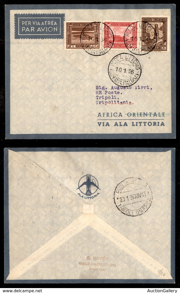 POSTA AEREA - 1936  - (10 Gennaio) - Rocca Littorio Tripoli (3544) - 10 Volati - Otros & Sin Clasificación