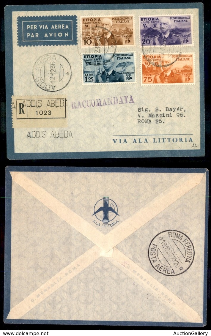 POSTA AEREA - 1936  - (12 Dicembre) - Addis Abeba Roma (3622) - 12 Raccomandati Volati - Otros & Sin Clasificación
