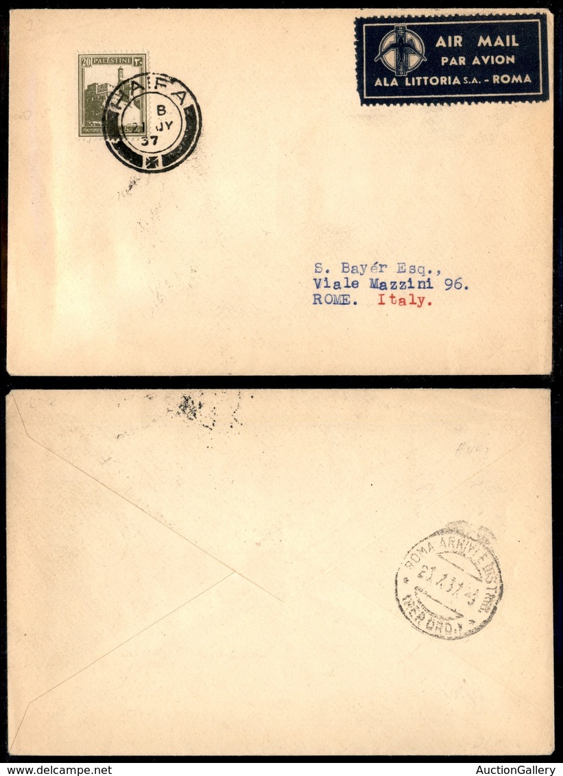 POSTA AEREA - 1937  - (21 Luglio) - Haifa Roma (3696) - 14 Volati - Autres & Non Classés