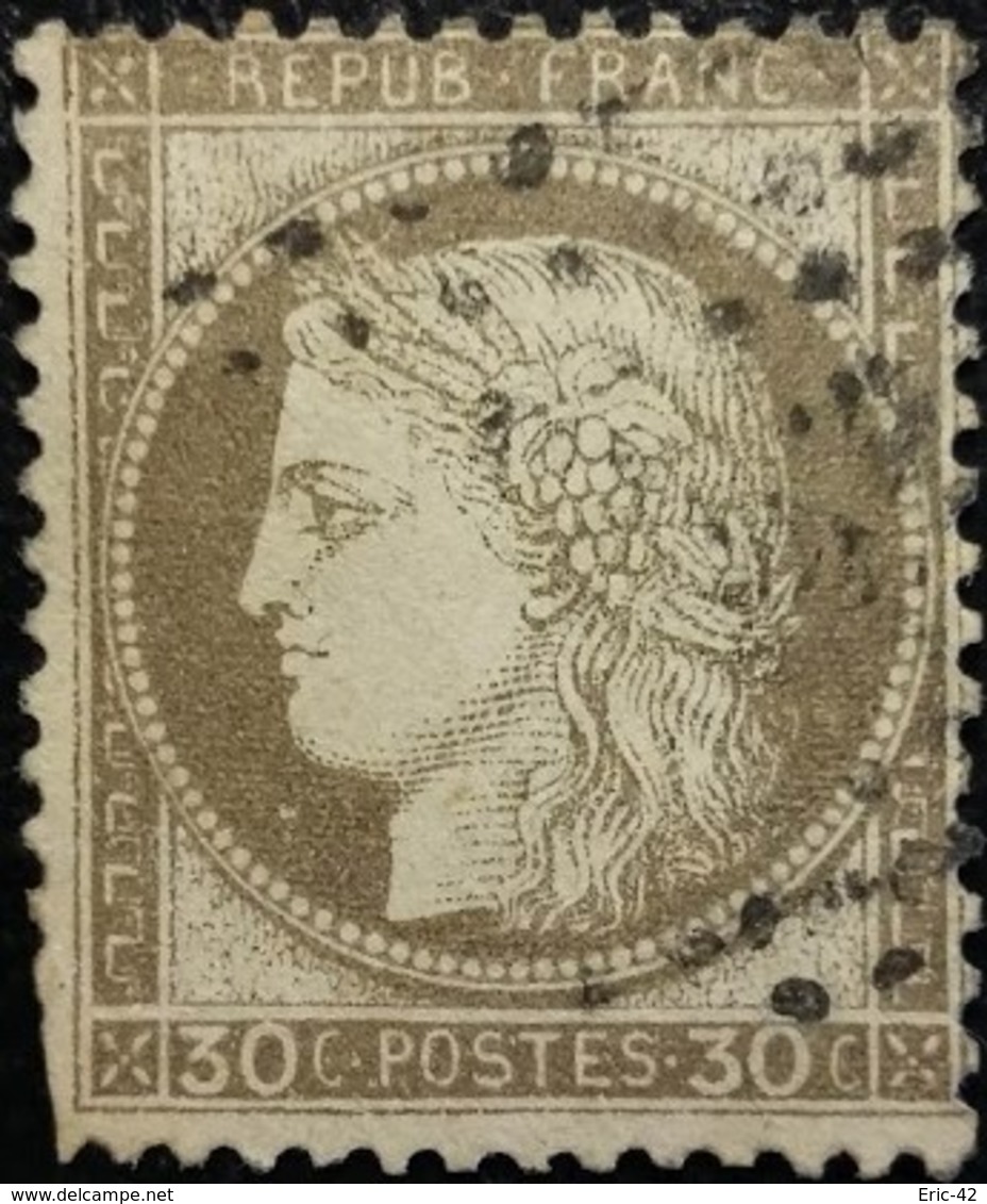 FRANCE Y&T N°56c Cérès 30c Brun. Oblitéré. Fond Ligné - 1871-1875 Ceres