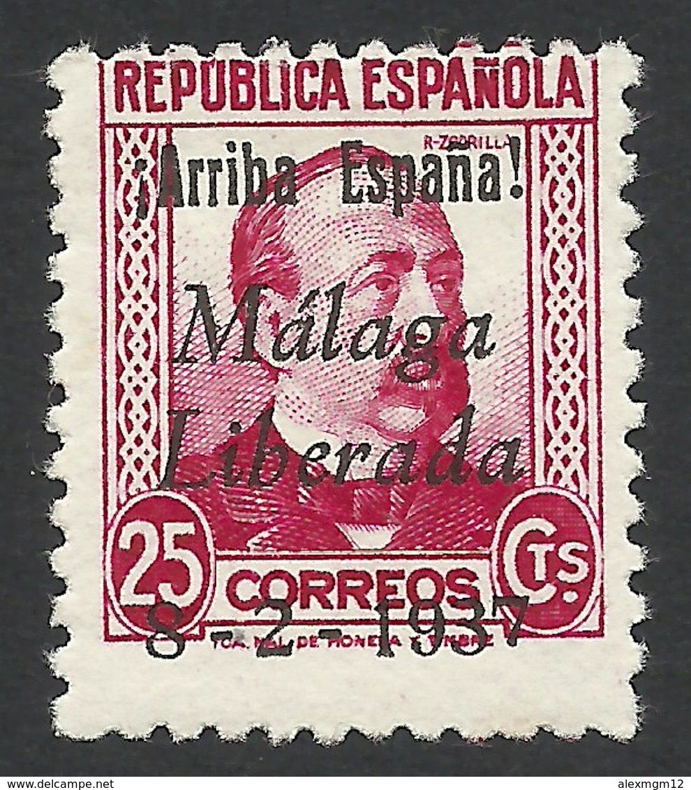 Spain, Malaga 25 C. 1937, Sc # 10L13, Mi # 13, MH - Nationalist Issues