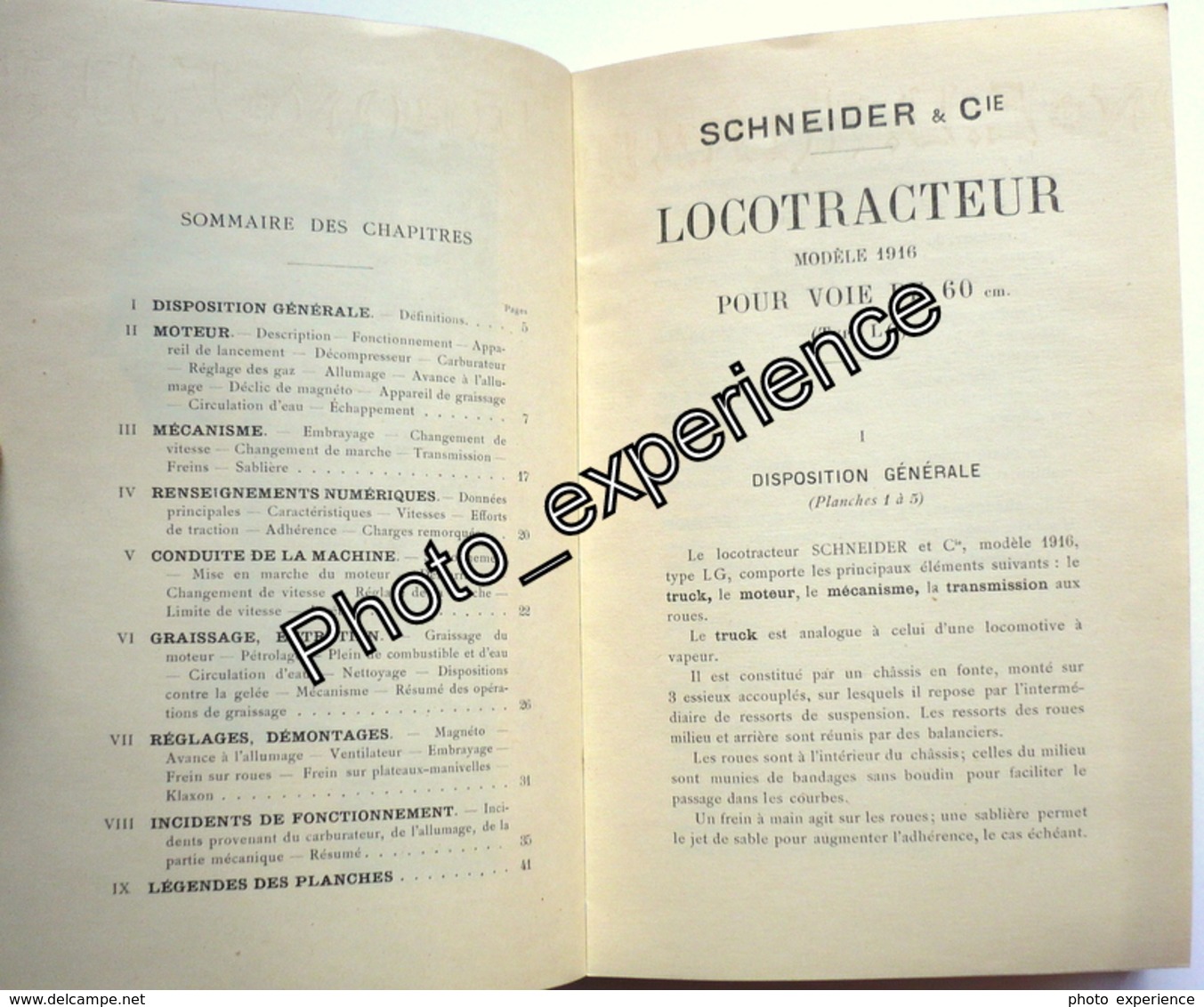 Livre Manuel Technique Plan SCHNEIDER Train Locomotive Decauville 1916 WW1 - Machines