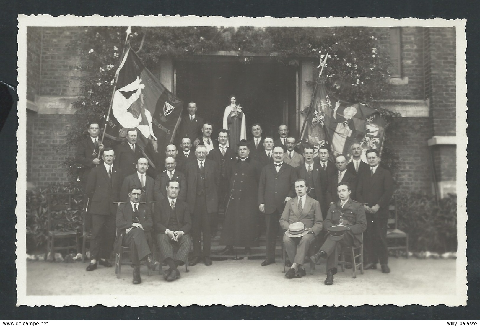 +++ CPA - Photo Carte - Foto Kaart - ERQUELINNES (voir Drapeau) - Cérémonie - Commémoration   // - Erquelinnes