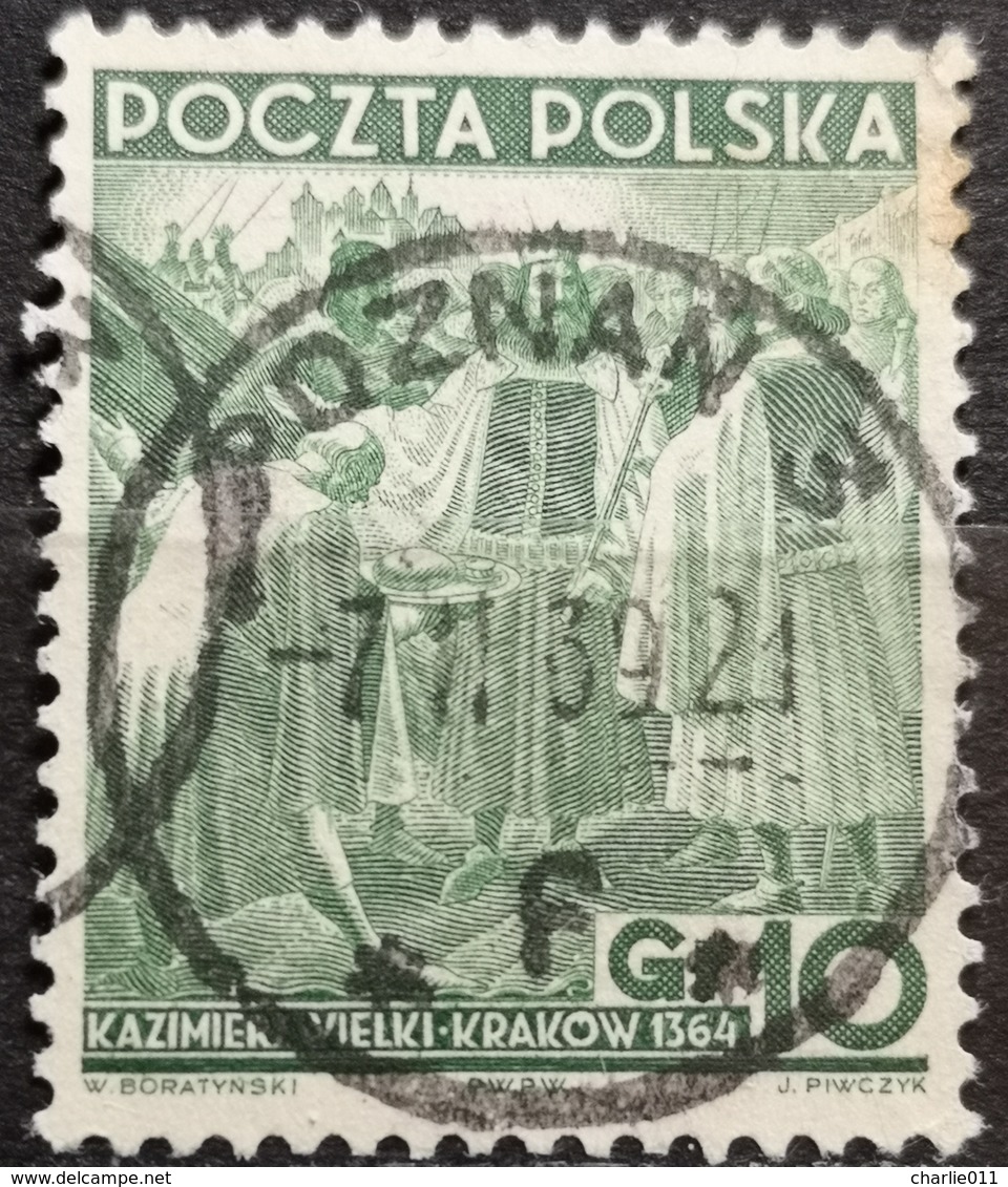 KING KAZIMIERZ III WIELKI-KRAKAU-10 GR-POSTMARK POZNAN-POLAND-1938 - Used Stamps