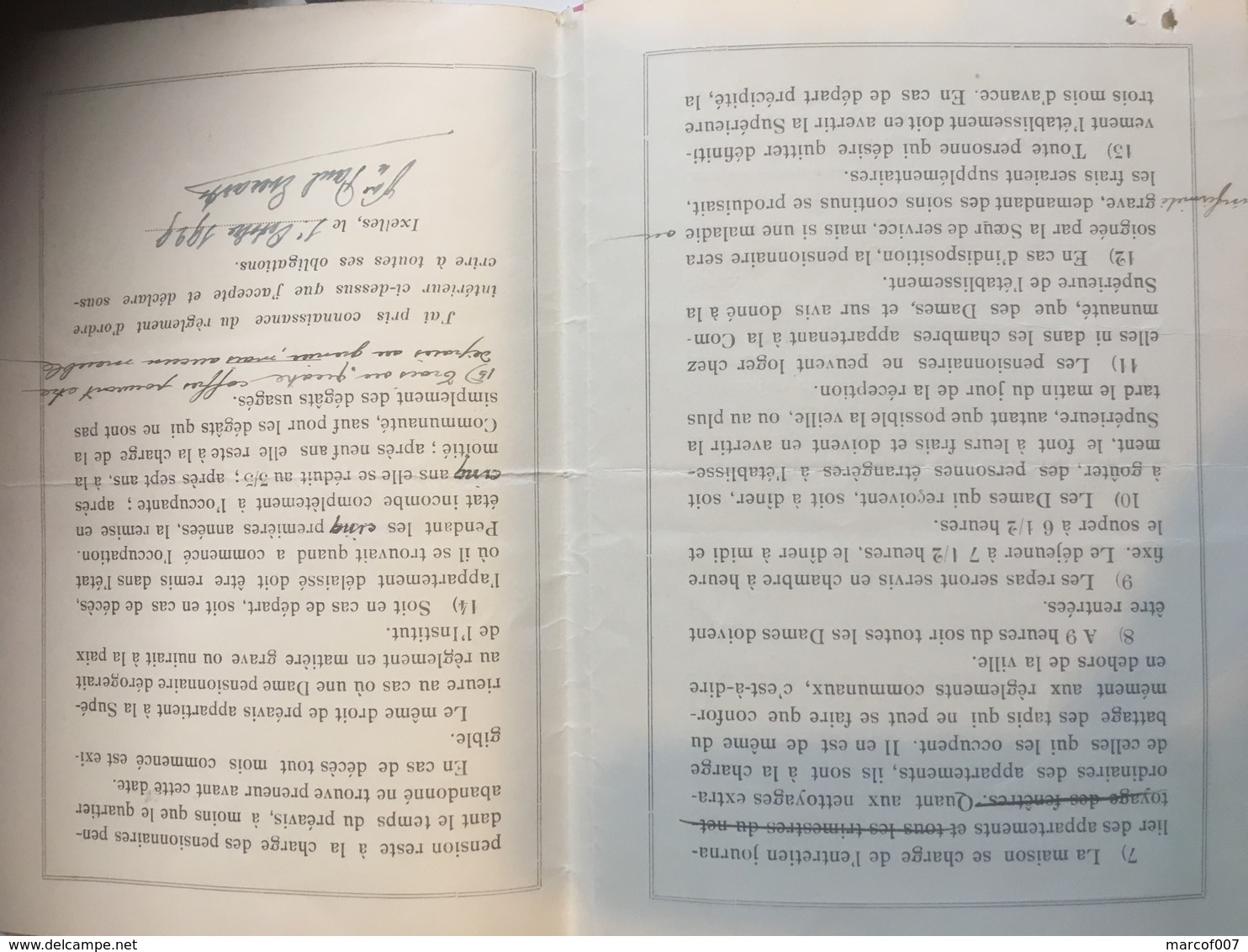 IXELLES INST.Sacre Cœur Pension Pour Dames Règlement - 1929 - Verzamelingen