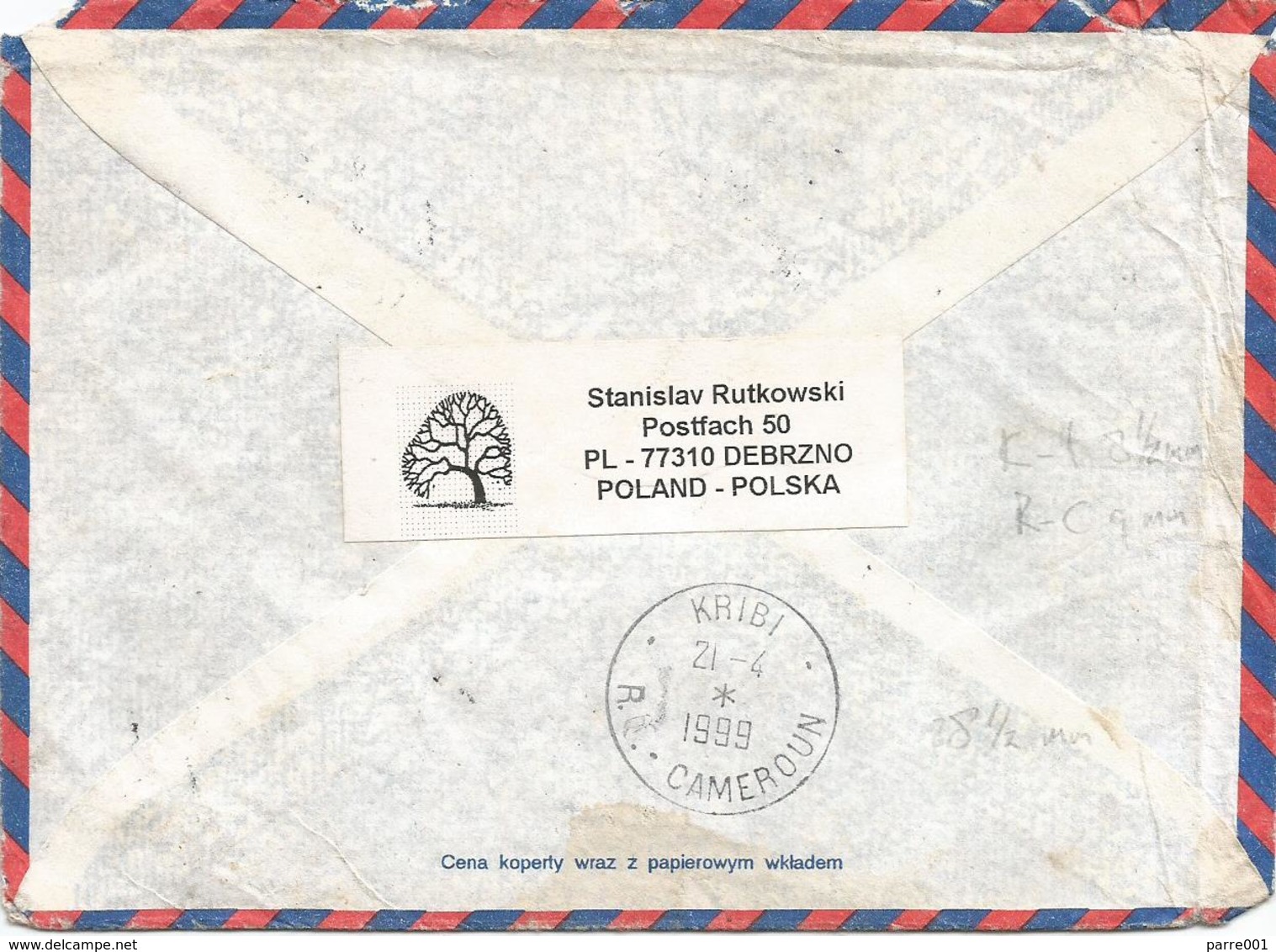 Poland 1998 Debrozno King Zygmunt III Castle Cover To Cameroon - Brieven En Documenten