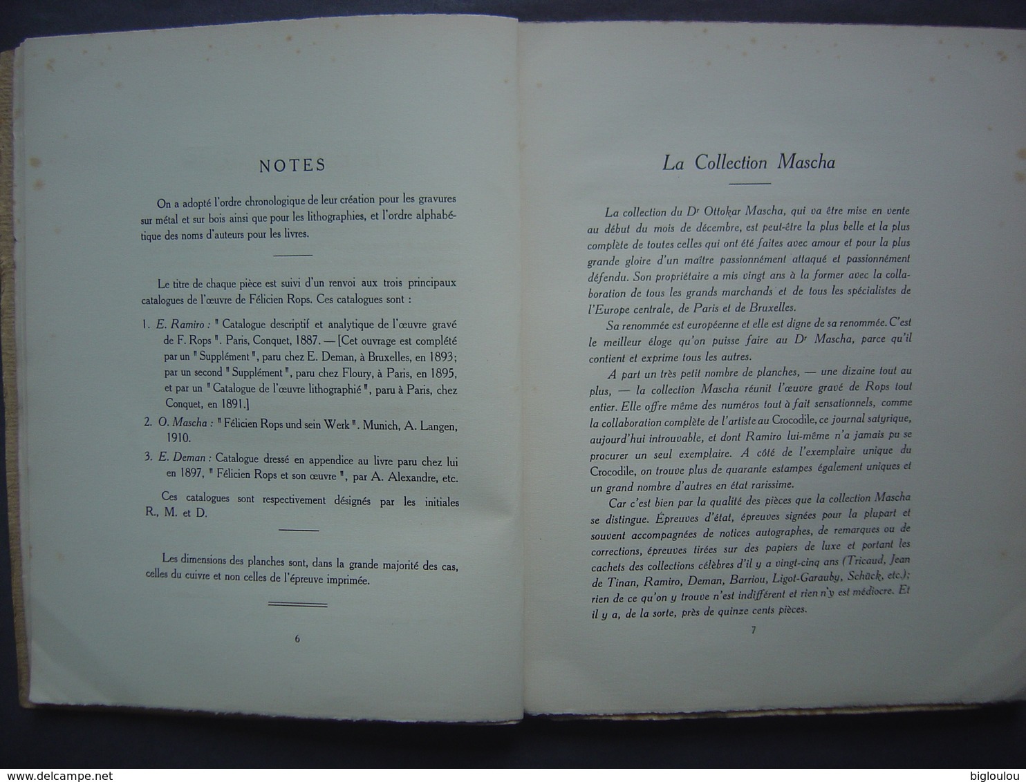 1921 - Catalogue Vente - Oeuvres De FELICIEN ROPS - Collection Ottokar Mascha - 1901-1940