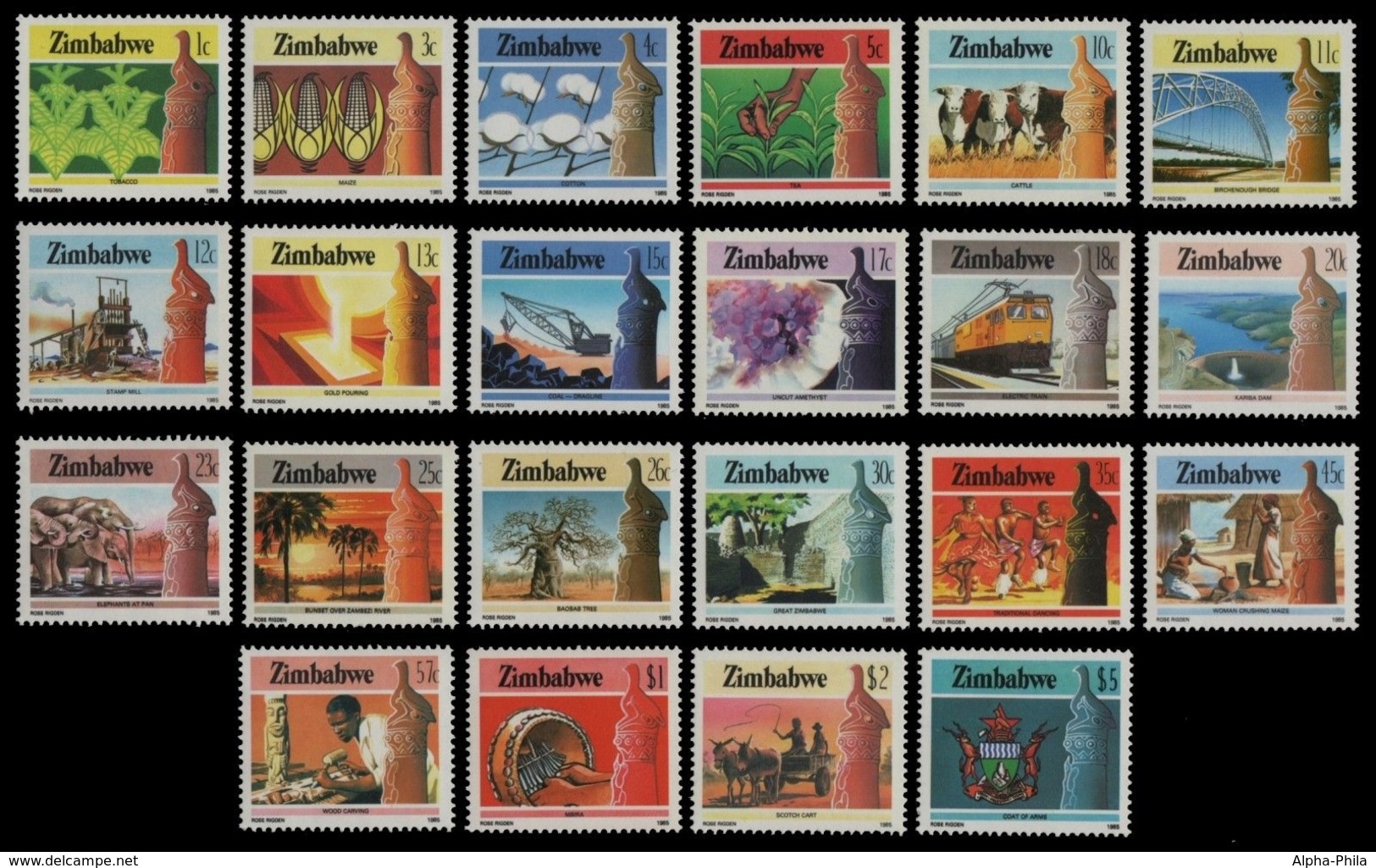 Simbabwe 1985 - Mi-Nr. 309-330 ** - MNH - Freimarken / Definitives (II) - Zimbabwe (1980-...)