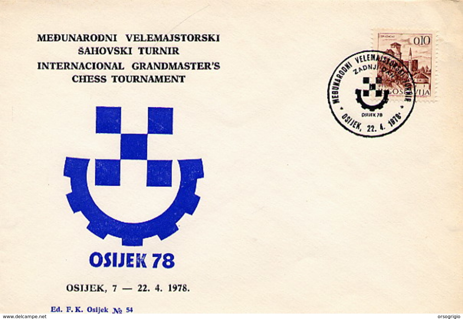 JUGOSLAVIA - OSIJEK  1978  - SZACHOWY - TORNEO DI SCACCHI -  CHESS - Scacchi