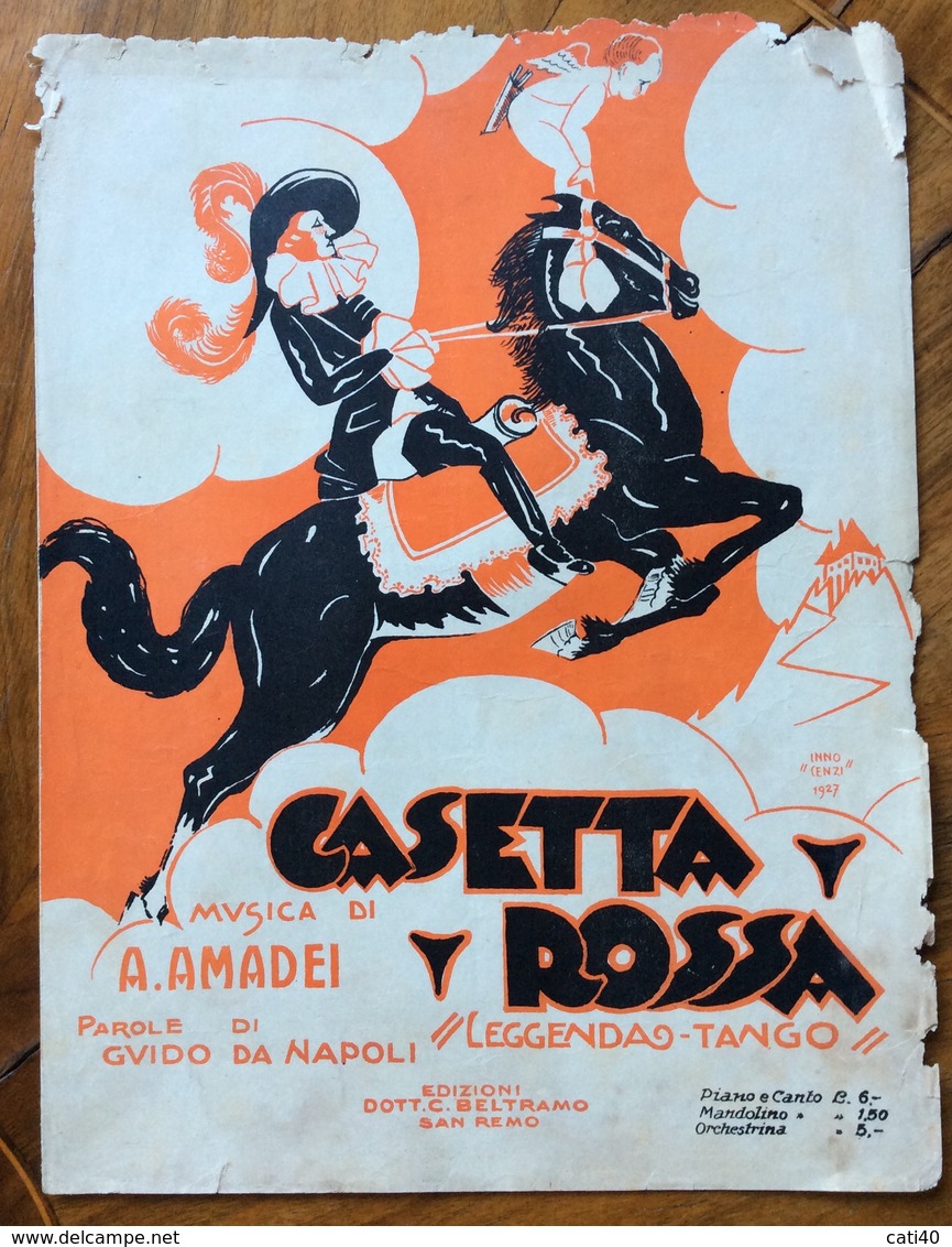 SPARTITO MUSICALE VINTAGE CASETTA ROSSA  LEGGENDA-TANGO DI A.AMADEI DIS.INNO"CENZI" ED.BELTRAMO S.REMO - Scholingsboek